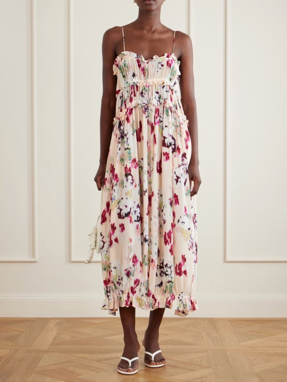 Ulla Johnson Clove Cami Silk Maxi Dress US6 Summer Garden Blush Floral